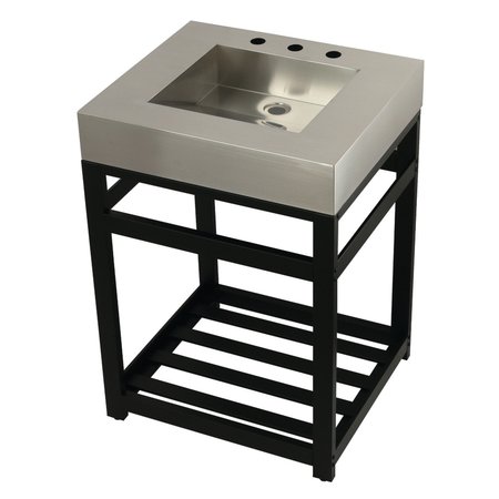 FAUCETURE KVSP2522A0 25" Stainless Steel Sink W/ Steel Console Sink Base, / Black KVSP2522A0